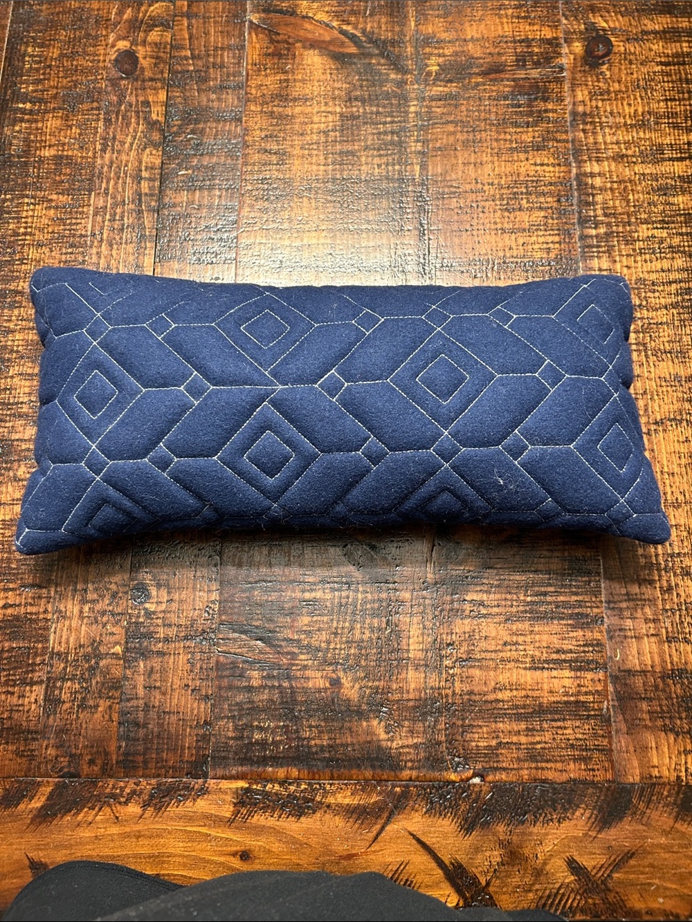 Navy Geometric Quilted Throw Pillow - Home Accents